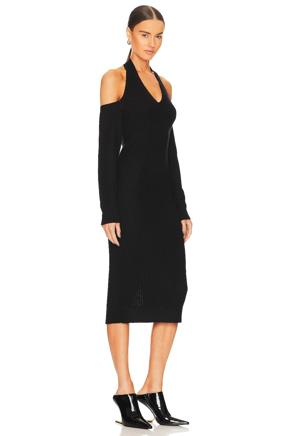 Cold Shoulder Textured Dress Black 4 Cold Shoulder Textured Dress Black - Image 2