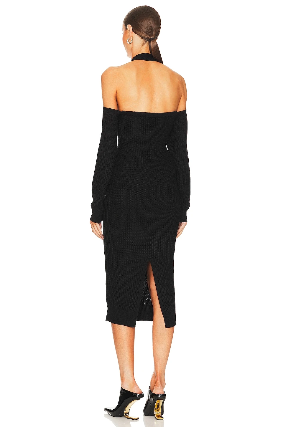 Cold Shoulder Textured Dress Black 5 Cold Shoulder Textured Dress Black - Image 3