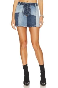 X REVOLVE Benji Skirt Vintage Blue Wash