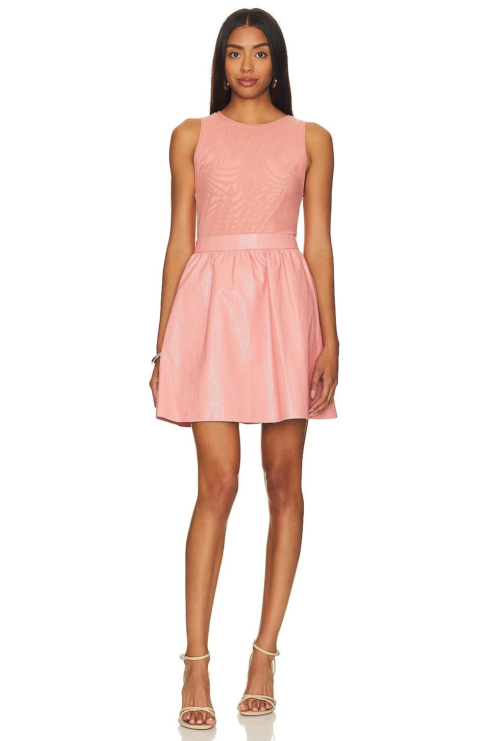 Alice + Olivia Chara Faux Leather Mini Dress Rose 3 Alice + Olivia Chara Faux Leather Mini Dress Rose