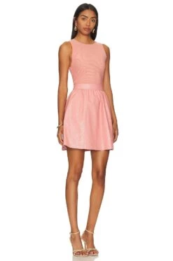 Alice + Olivia Chara Faux Leather Mini Dress Rose 6 Alice + Olivia Chara Faux Leather Mini Dress Rose -Camila coelho || FREE PEOPLE || Bardot Sales ALI WD1048 V2