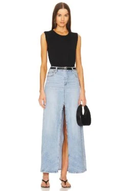 Alice + Olivia Rye High Waisted Skirt Lightning Blue -Camila coelho || FREE PEOPLE || Bardot Sales ALI WQ253 V4