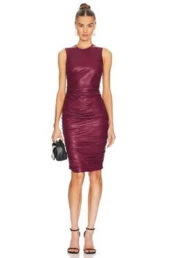 LEDER-MIDIKLEID JAMILLA Aubergine 9 LEDER-MIDIKLEID JAMILLA Aubergine -Camila coelho || FREE PEOPLE || Bardot Sales AMAN WD1668 V4
