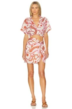 Oriana Skirt Pink Geo -Camila coelho || FREE PEOPLE || Bardot Sales ASTR WQ43 V4