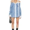 ALEXANDER WANG Button Down Dress Blue & White
