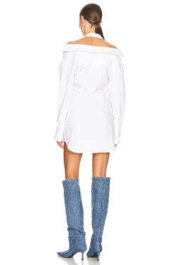 ALEXANDER WANG Halter Off Shoulder Shirt Dress White -Camila coelho || FREE PEOPLE || Bardot Sales AWAR WD1 V3