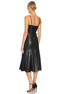 BCBGMAXAZRIA Faux Leather Midi Dress Black -Camila coelho || FREE PEOPLE || Bardot Sales BCB WD893 V3