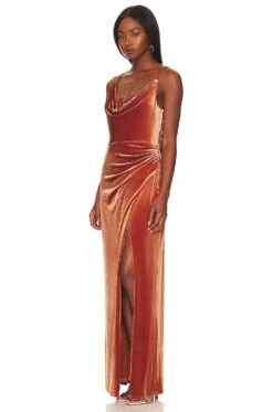 BCBGMAXAZRIA Velvet Evening Dress Cinnamon Stick -Camila coelho || FREE PEOPLE || Bardot Sales BCB WD895 V3