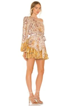 Kalon One Shoulder Belted Mini Dress White & Cyber -Camila coelho || FREE PEOPLE || Bardot Sales BENE WD151 V2