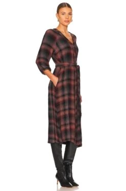 Button Down Midi Dress Canyon Pucker Plaid -Camila coelho || FREE PEOPLE || Bardot Sales BLD WD117 V2