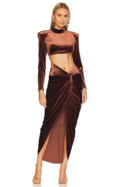 Cleopatra Velvet Set Coffee -Camila coelho || FREE PEOPLE || Bardot Sales BROR WD461 V4