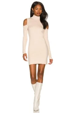 Camila Coelho Taylor Sweater Dress Taupe Nude