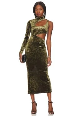 Camila Coelho Arabella Midi Dress Olive Green -Camila coelho || FREE PEOPLE || Bardot Sales COEL WD306 V5