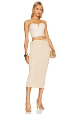 Camila Coelho Lygia Midi Skirt Champagne -Camila coelho || FREE PEOPLE || Bardot Sales COEL WQ146 V4