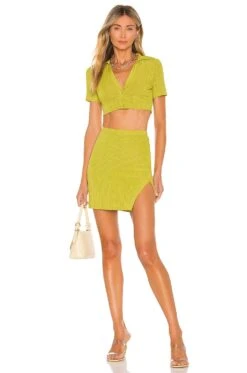 Camila Coelho Bennie Mini Skirt Yellow Green -Camila coelho || FREE PEOPLE || Bardot Sales COEL WQ69 V4