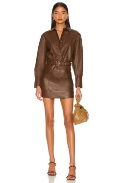 Camila Coelho Jas Leather Mini Skirt Brown -Camila coelho || FREE PEOPLE || Bardot Sales COEL WQ96 V4