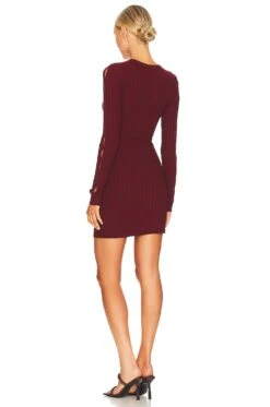 The Capri Long Sleeve Mini Dress Wine -Camila coelho || FREE PEOPLE || Bardot Sales COTR WD159 V3