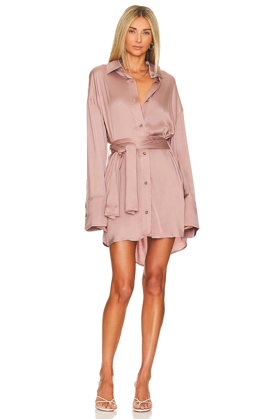 Stretch Silky Woven Essex Shirt Dress Mauve 3 Stretch Silky Woven Essex Shirt Dress Mauve