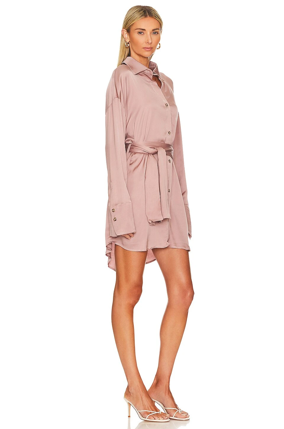 Stretch Silky Woven Essex Shirt Dress Mauve 4 Stretch Silky Woven Essex Shirt Dress Mauve - Image 2