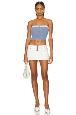 Denim Belted Mini Skirt White -Camila coelho || FREE PEOPLE || Bardot Sales DGUI WQ41 V4