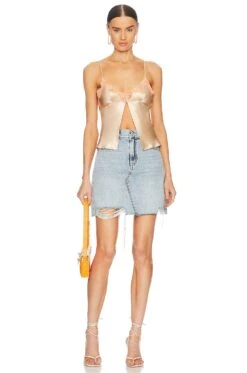 Dr. Denim Echo Skirt Bleached Sky Trashed Hem -Camila coelho || FREE PEOPLE || Bardot Sales DRDR WQ10 V4