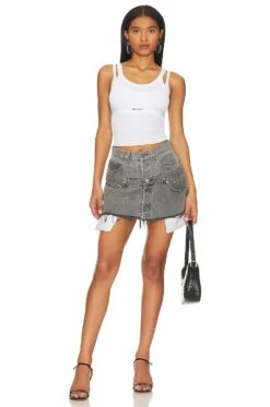 Vintage Double Mini Skirt Black -Camila coelho || FREE PEOPLE || Bardot Sales EBDR WQ18 V4