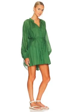 Faithfull The Brand Lucita Smock Dress Dark Green -Camila coelho || FREE PEOPLE || Bardot Sales FAIB WD524 V2