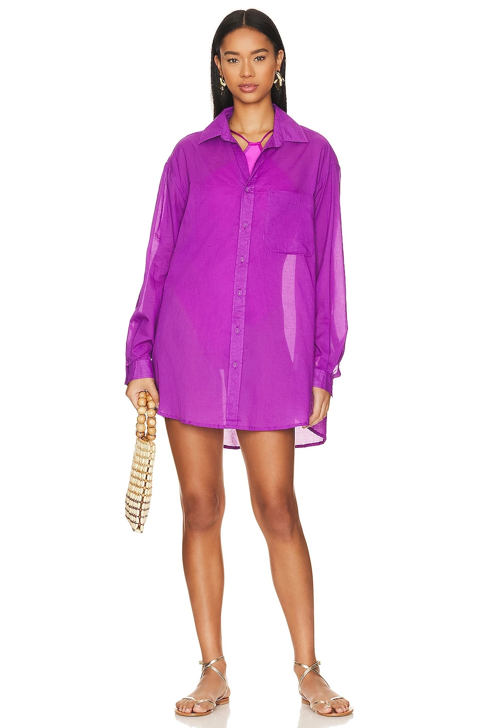 Faithfull The Brand Monita Shirt Dress Violet 4 Faithfull The Brand Monita Shirt Dress Violet - Image 2