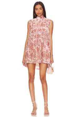 FREE PEOPLE All The Time Velvet Mini Dress Petal Combo