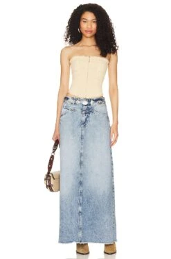 FREE PEOPLE Come As You Are Denim Maxi Medium Indigo -Camila coelho || FREE PEOPLE || Bardot Sales FREE WQ337 V4