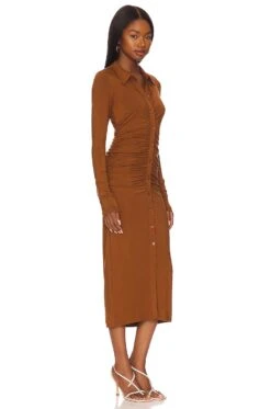 GOOD AMERICAN Good Touch Button Front Midi Burnt Caramel002 10 GOOD AMERICAN Good Touch Button Front Midi Burnt Caramel002 -Camila coelho || FREE PEOPLE || Bardot Sales GAME WD9 V3