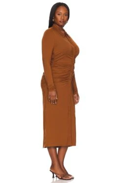 GOOD AMERICAN Good Touch Button Front Midi Burnt Caramel002 11 GOOD AMERICAN Good Touch Button Front Midi Burnt Caramel002 -Camila coelho || FREE PEOPLE || Bardot Sales GAME WD9 V4