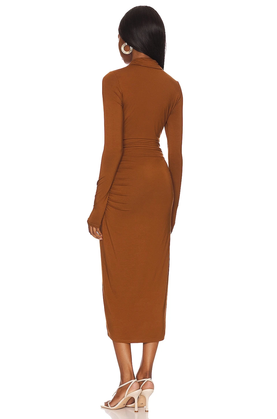 GOOD AMERICAN Good Touch Button Front Midi Burnt Caramel002 6 GOOD AMERICAN Good Touch Button Front Midi Burnt Caramel002 - Image 5