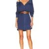 Stretch Poplin Mini Shirt Dress French Navy -Camila coelho || FREE PEOPLE || Bardot Sales HARL WD434 V1