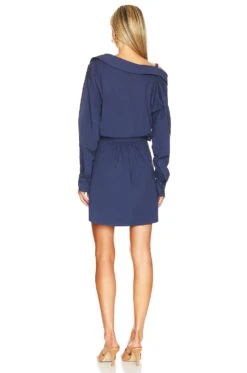 Stretch Poplin Mini Shirt Dress French Navy -Camila coelho || FREE PEOPLE || Bardot Sales HARL WD434 V3
