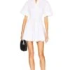 Stretch Cotton Sateen Shirt Dress White -Camila coelho || FREE PEOPLE || Bardot Sales HLSA WD19 V1