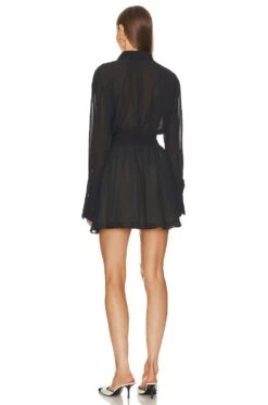 Sheer Mini Shirt Dress Black -Camila coelho || FREE PEOPLE || Bardot Sales HLSA WD24 V3