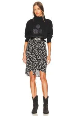 Isabel Marant Etoile Diamiani Midi Skirt Black -Camila coelho || FREE PEOPLE || Bardot Sales ISAR WQ34 V4