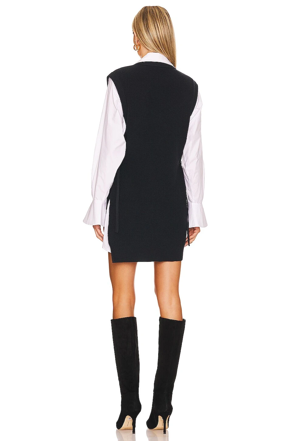 Skai Layered Shirt Dress White & Navt 5 Skai Layered Shirt Dress White & Navt - Image 3