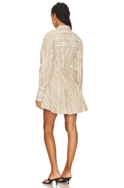 Felicity Mini Shirt Dress Natural White Stripe -Camila coelho || FREE PEOPLE || Bardot Sales JSKI WD259 V3