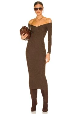 Tucci Knit Bustier Dress Chocolate