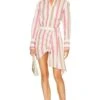 Johsanna Draped Mini Dress Pink Beige Stripe -Camila coelho || FREE PEOPLE || Bardot Sales LCDE WD764 V1