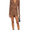 Leather Mini Dress Black & Brown Leopard -Camila coelho || FREE PEOPLE || Bardot Sales LIBY WD4 V1