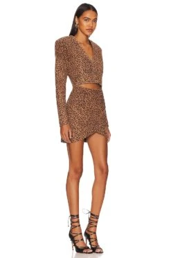 Leather Mini Dress Black & Brown Leopard -Camila coelho || FREE PEOPLE || Bardot Sales LIBY WD4 V2