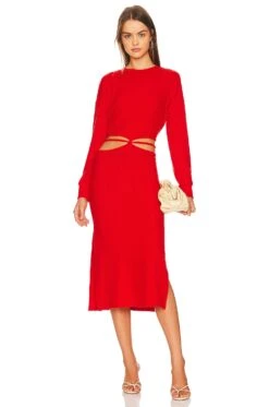 VESTIDO SWEATER RIB WRAP Tomato