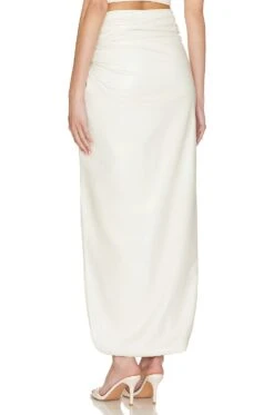 Stretch Faux Leather Long Twist Sarong W Slit Cream -Camila coelho || FREE PEOPLE || Bardot Sales LOIN WQ1 V3