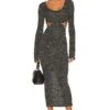 Jordy Midi Dress Heather Charcoal -Camila coelho || FREE PEOPLE || Bardot Sales LOVF WD3135 V1