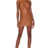 Faux Leather Nikki Mini Dress Camel -Camila coelho || FREE PEOPLE || Bardot Sales LOVF WD3514 V1
