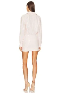 Leighton Sequin Mini Dress Champagne Pink -Camila coelho || FREE PEOPLE || Bardot Sales LOVF WD3595 V3