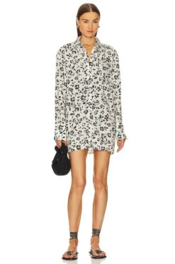 Marie Shirt Dress Natural Black Blooms 7 Marie Shirt Dress Natural Black Blooms -Camila coelho || FREE PEOPLE || Bardot Sales LOVF WD3729 V2